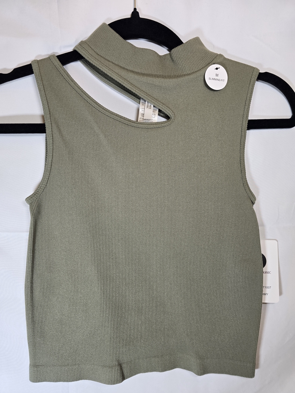 Green Ribbed Slimming Fit Cutout Crop Top